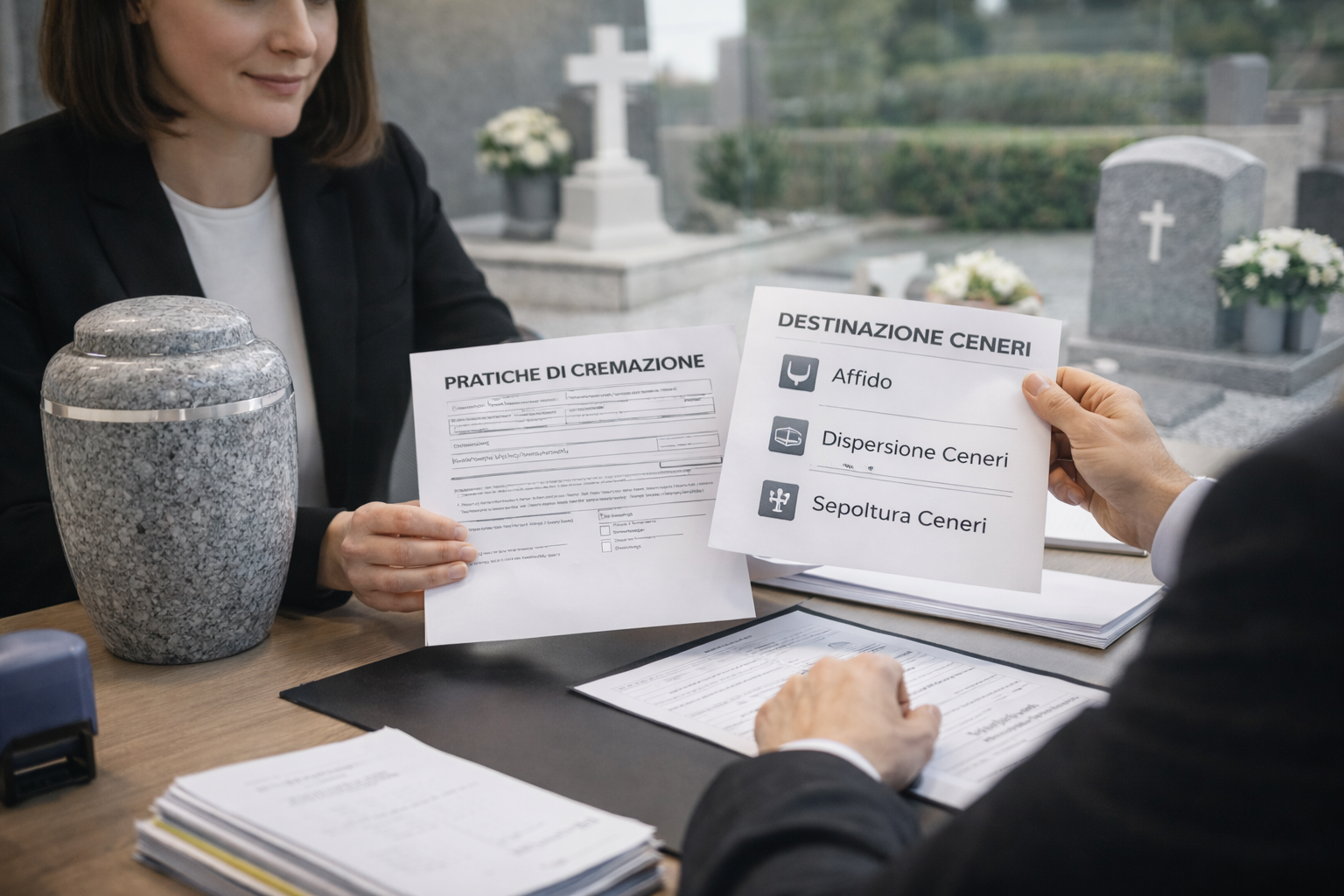 servizio cremazione con urna cineraria e gestione pratiche funerarie