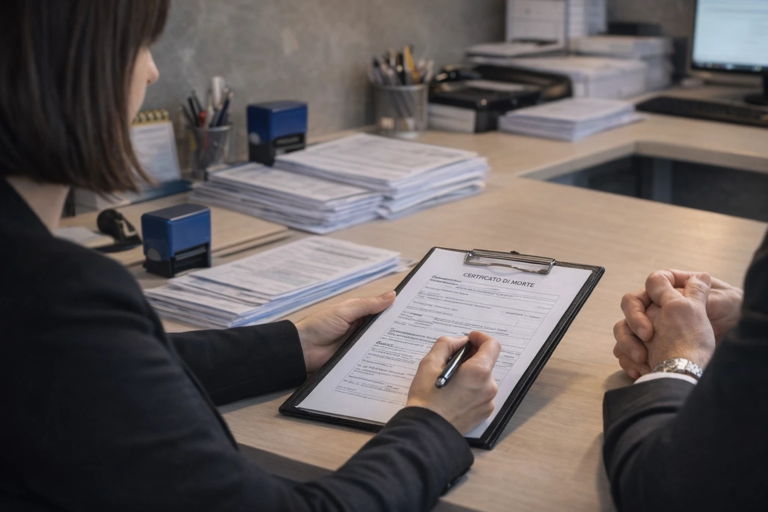 gestione immediata pratiche funerarie con operatrice e compilazione documenti